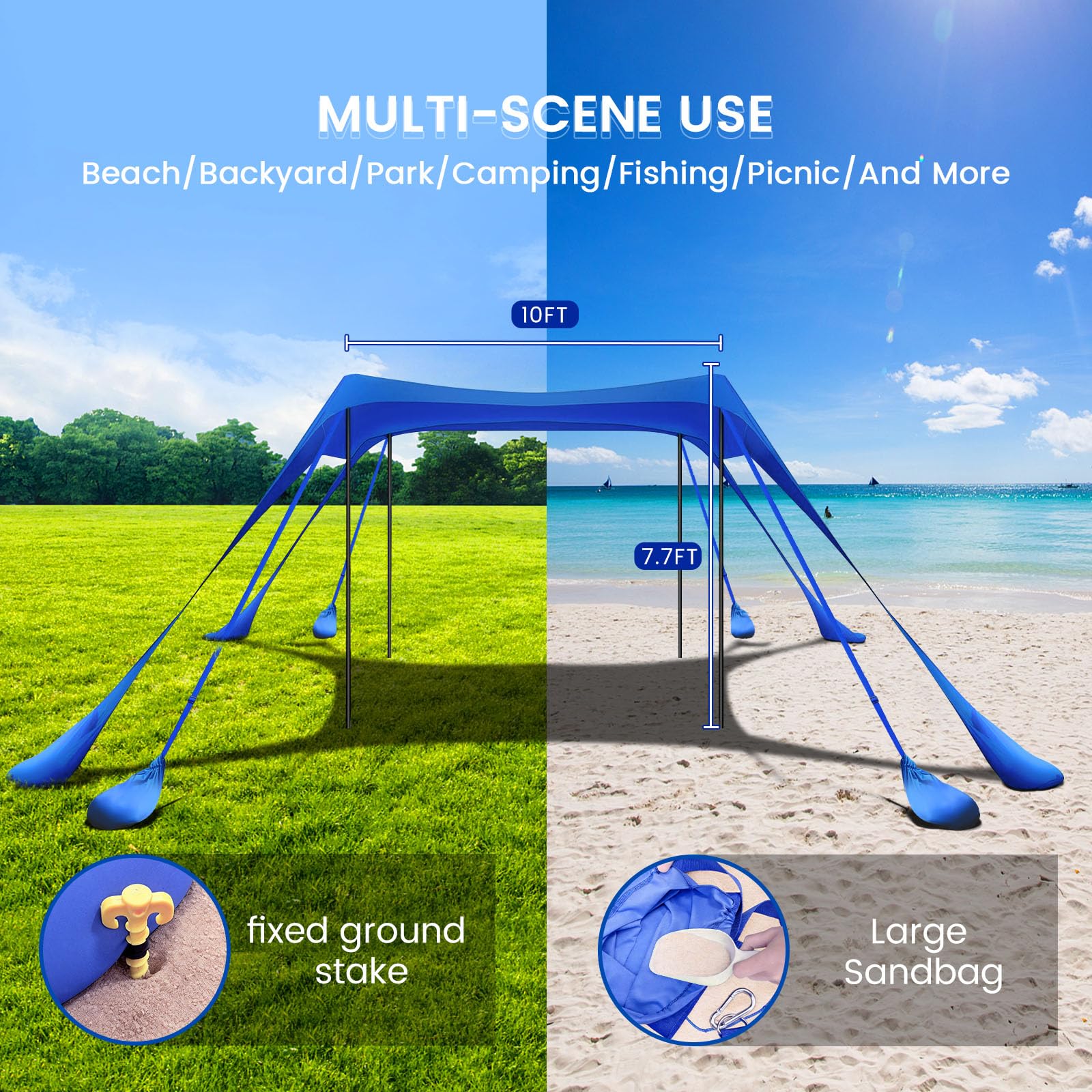 besuhot Beach Tent Sun Shelter 10x10FT