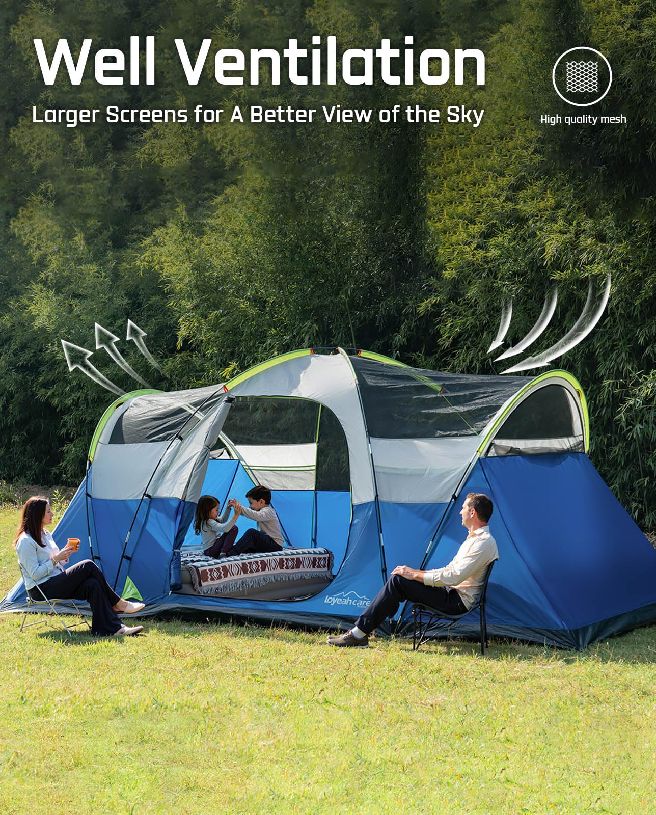 8-Person 3-Room Family Dome Camping Tent