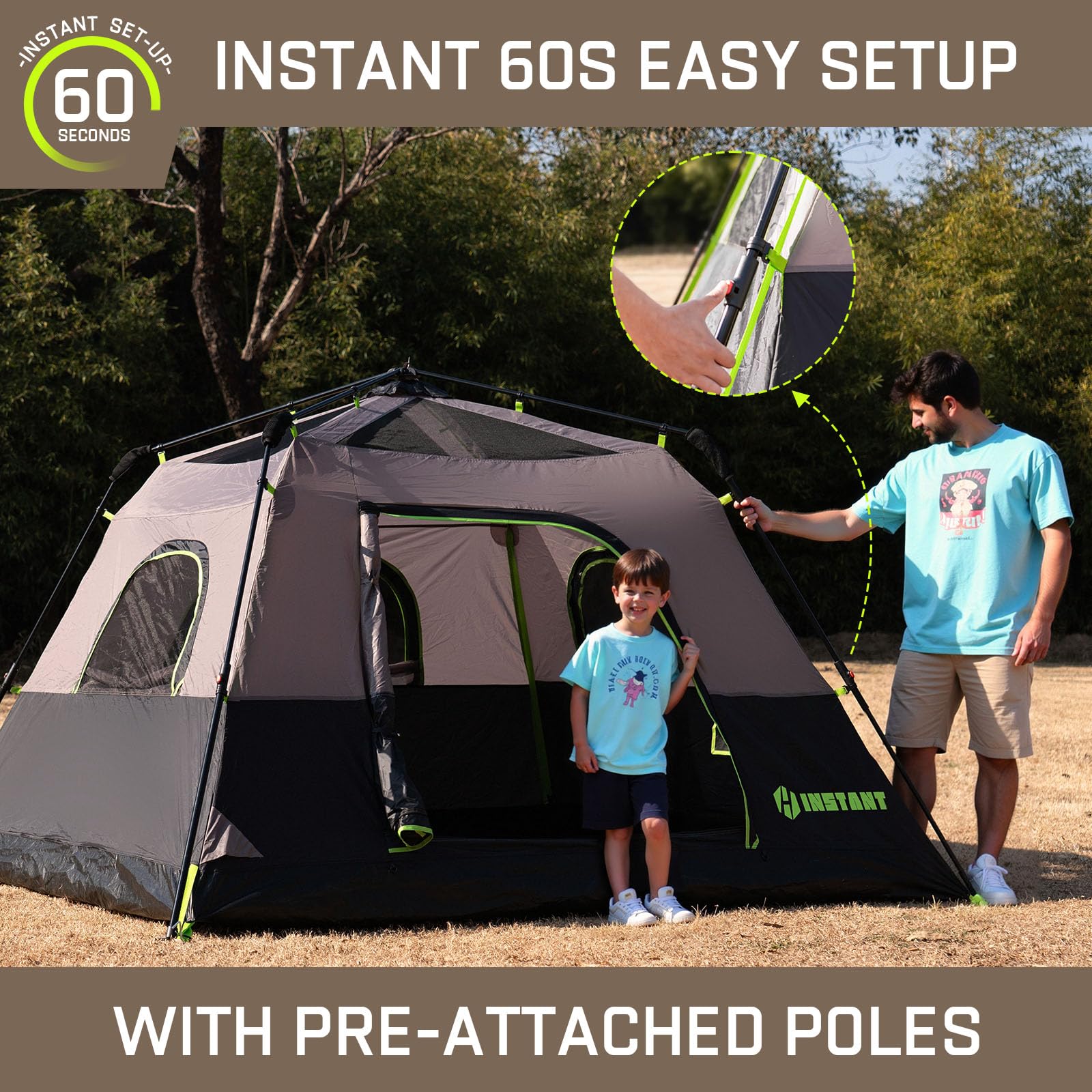 4-10 Person Instant Pop Up Cabin Tent Waterproof