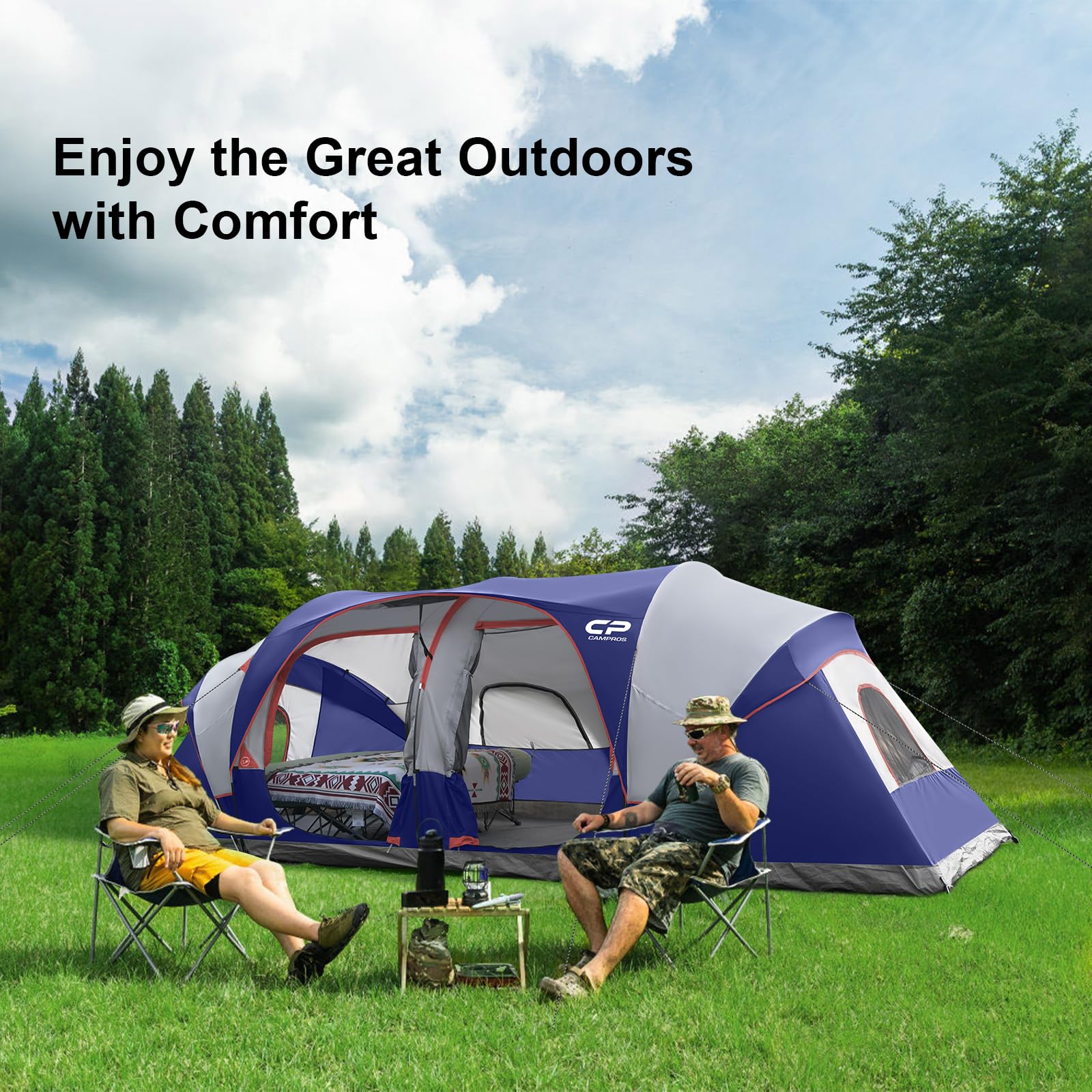 12-Person 3-Room Family Camping Tent Waterproof