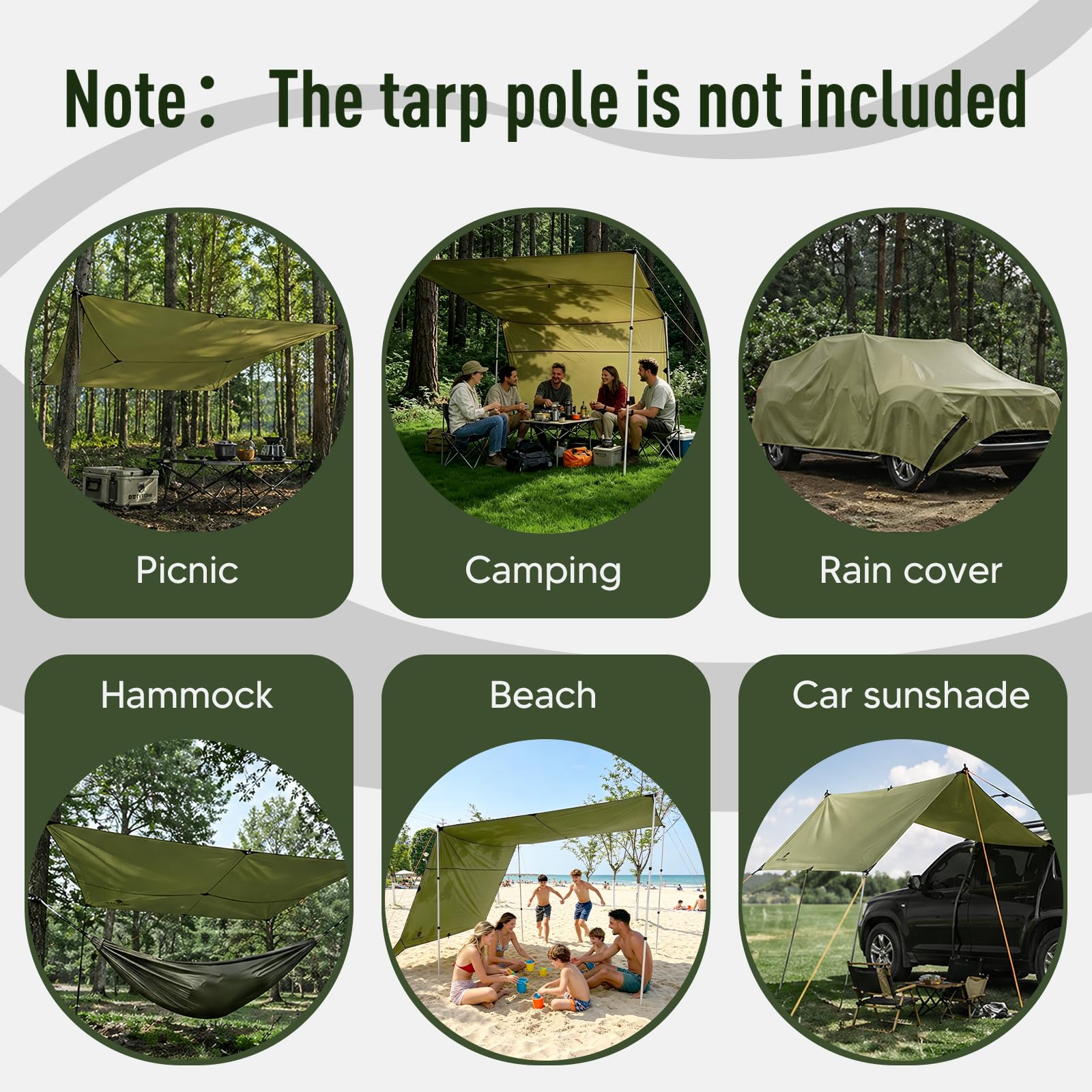 17x10 Waterproof Camping Tarp Canopy