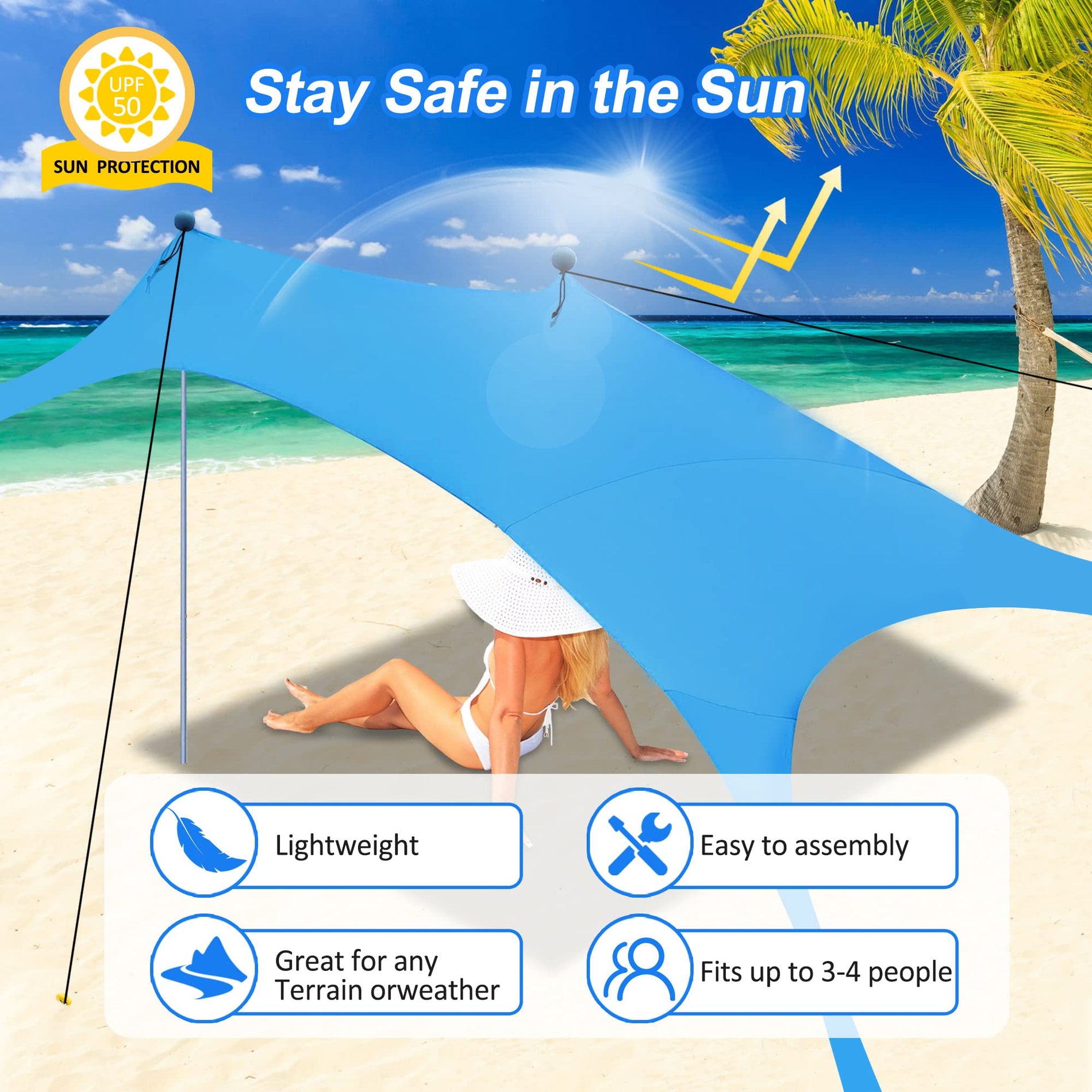 UPF 50+ Beach Canopy Sun Shade