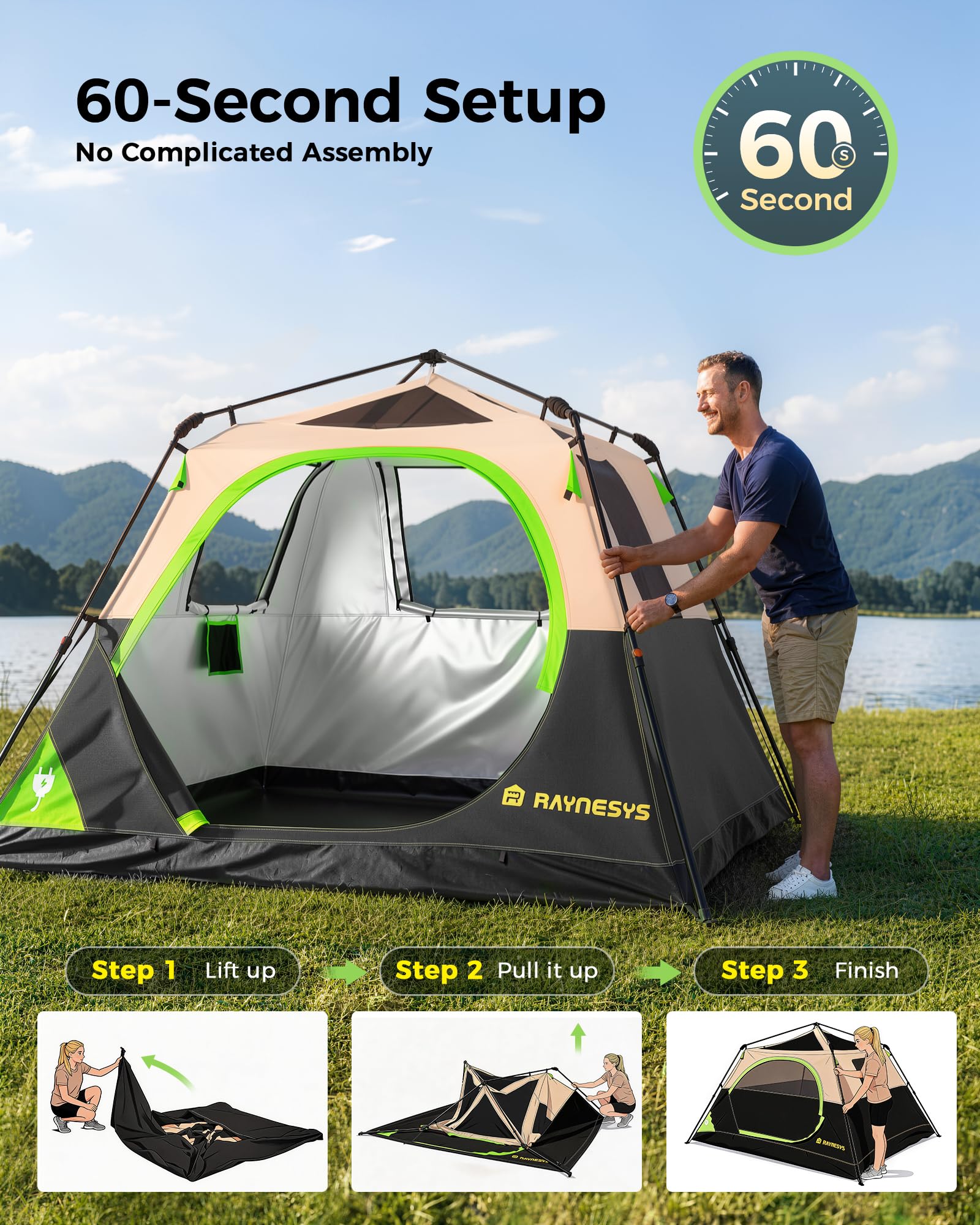 4-6 Person Instant Cabin Camping Tent Waterproof