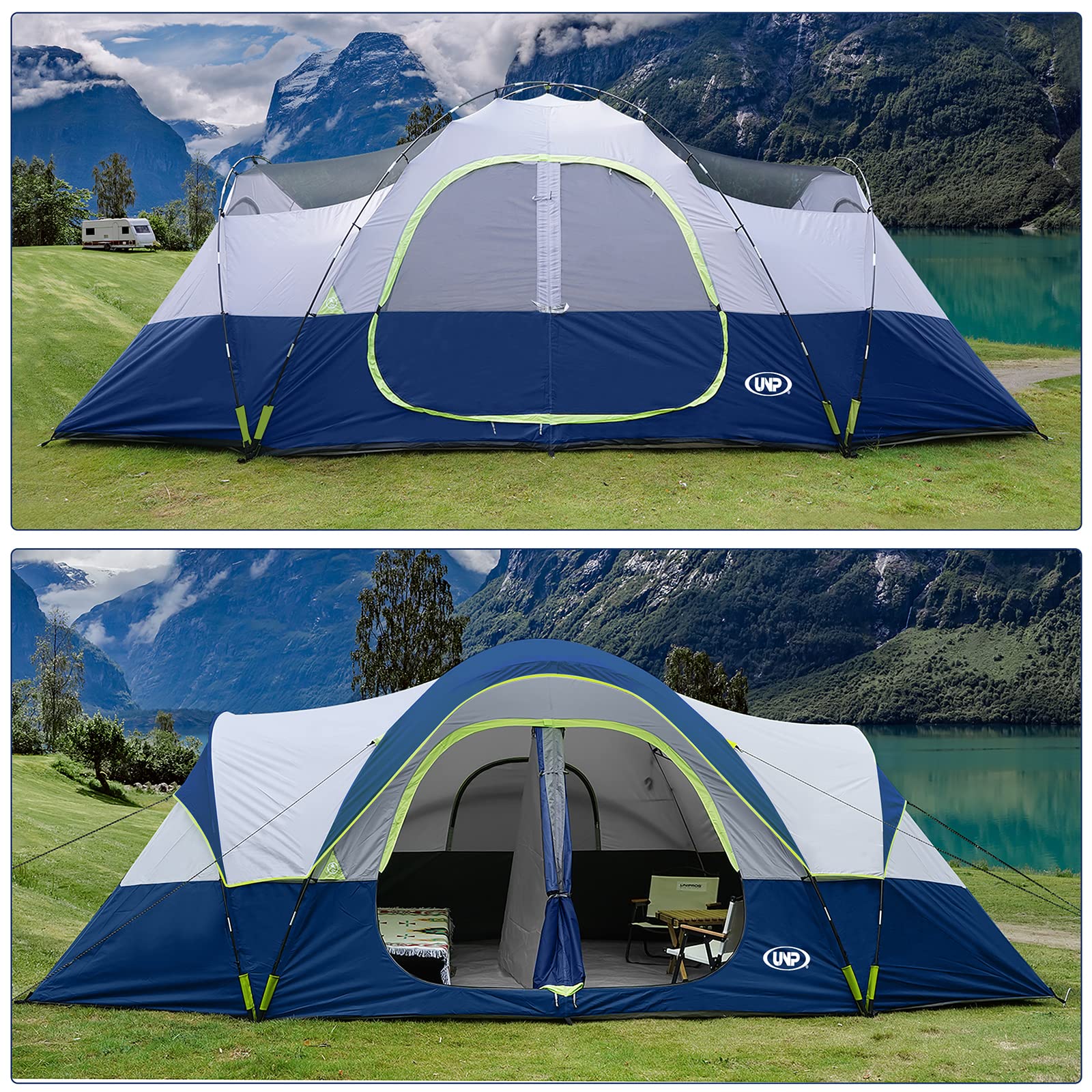 10-Person Family Camping Tent 2-Room Waterproof
