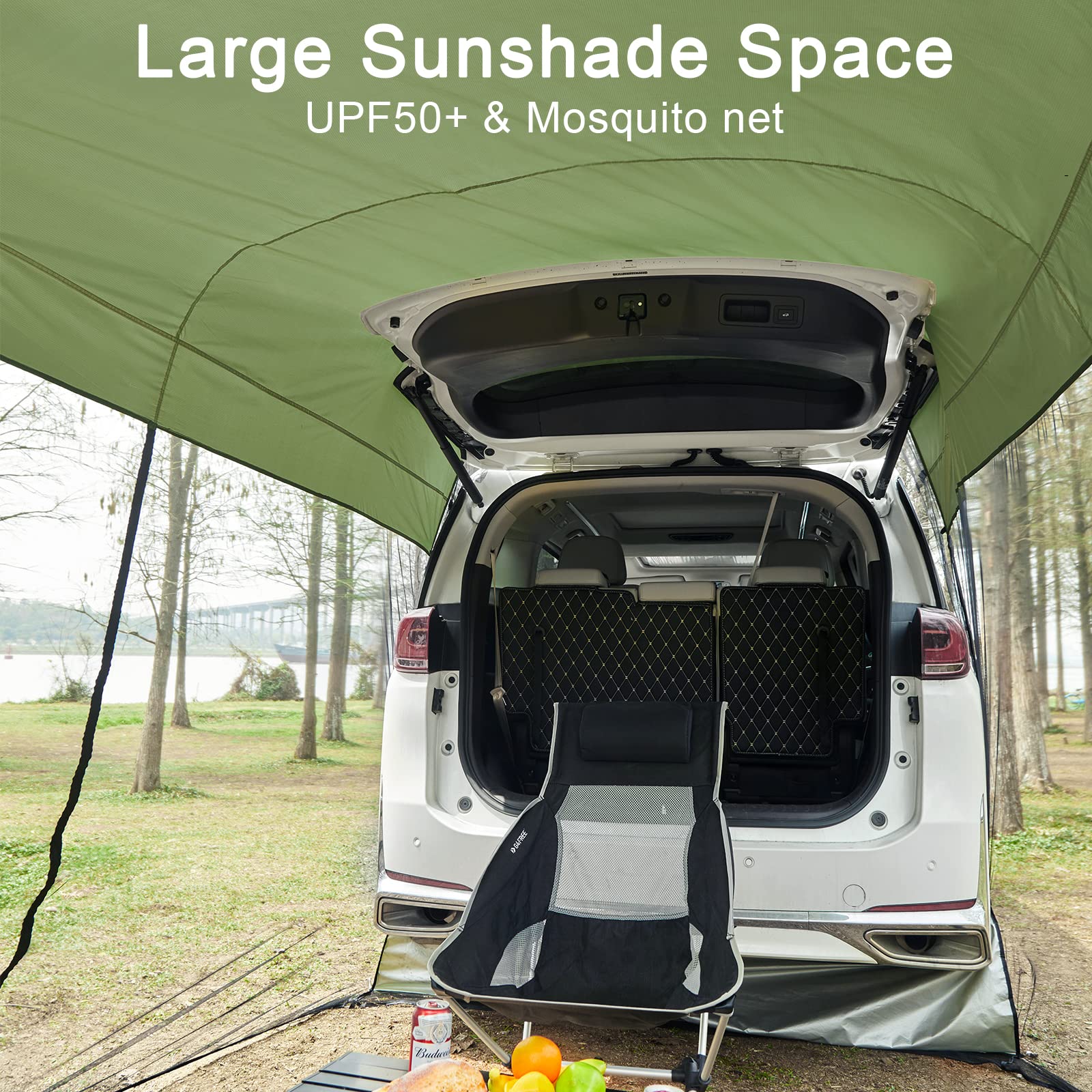 SUV Tailgate Awning Tent with Mosquito Net