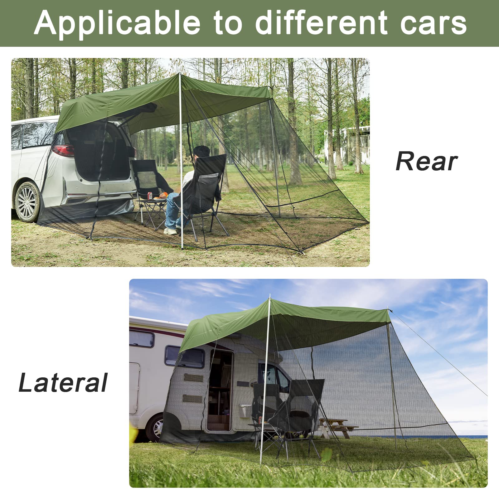 SUV Tailgate Awning Tent with Mosquito Net