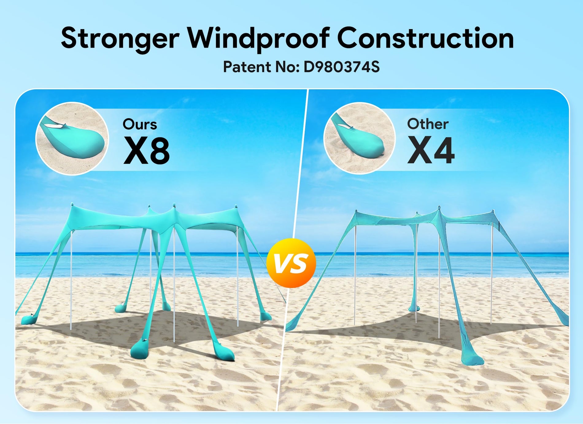 UPF 50+ Beach Canopy Sun Shelter