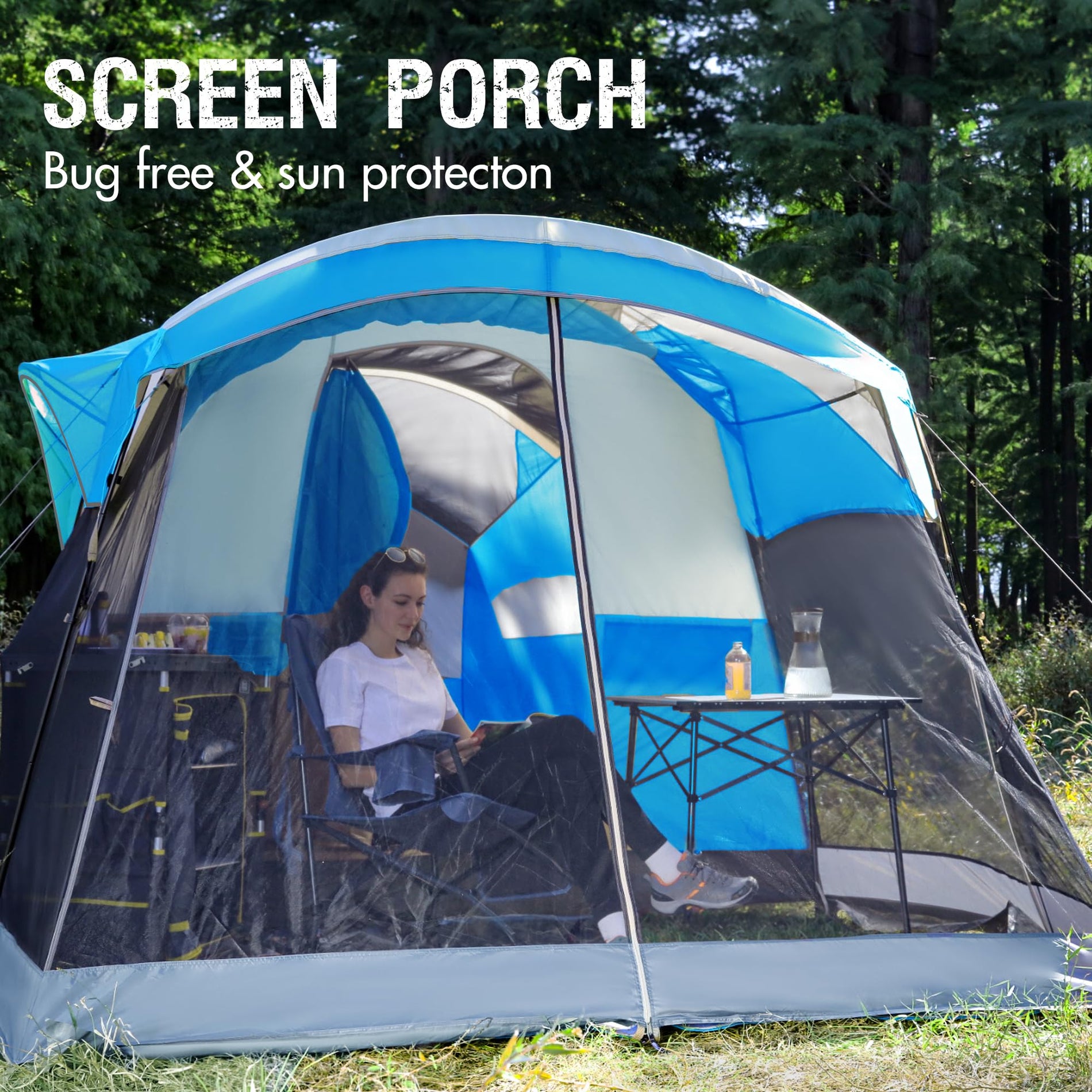 6-10 Person Family Camping Tent with Screen Room