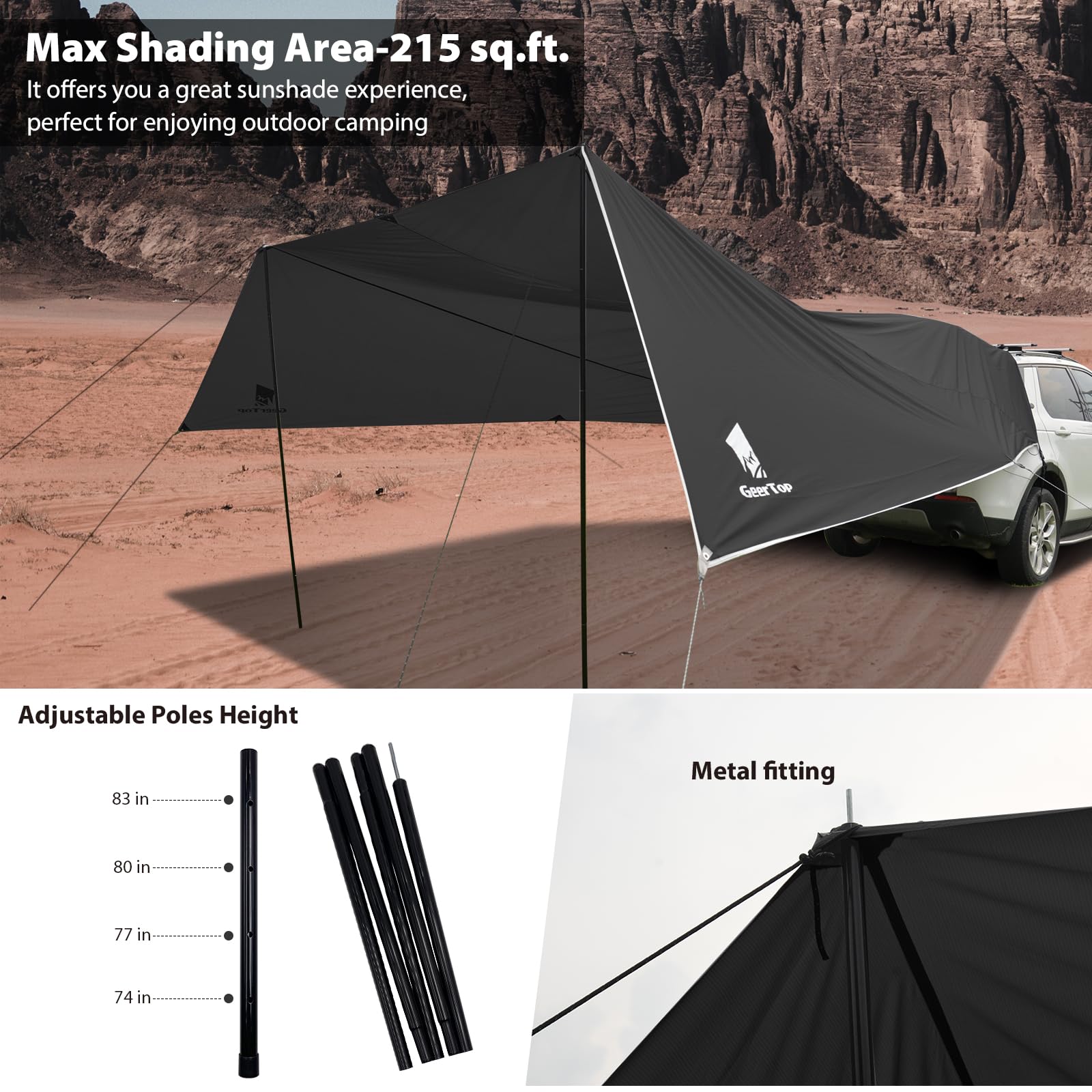 Waterproof SUV Tailgate Awning Tarp