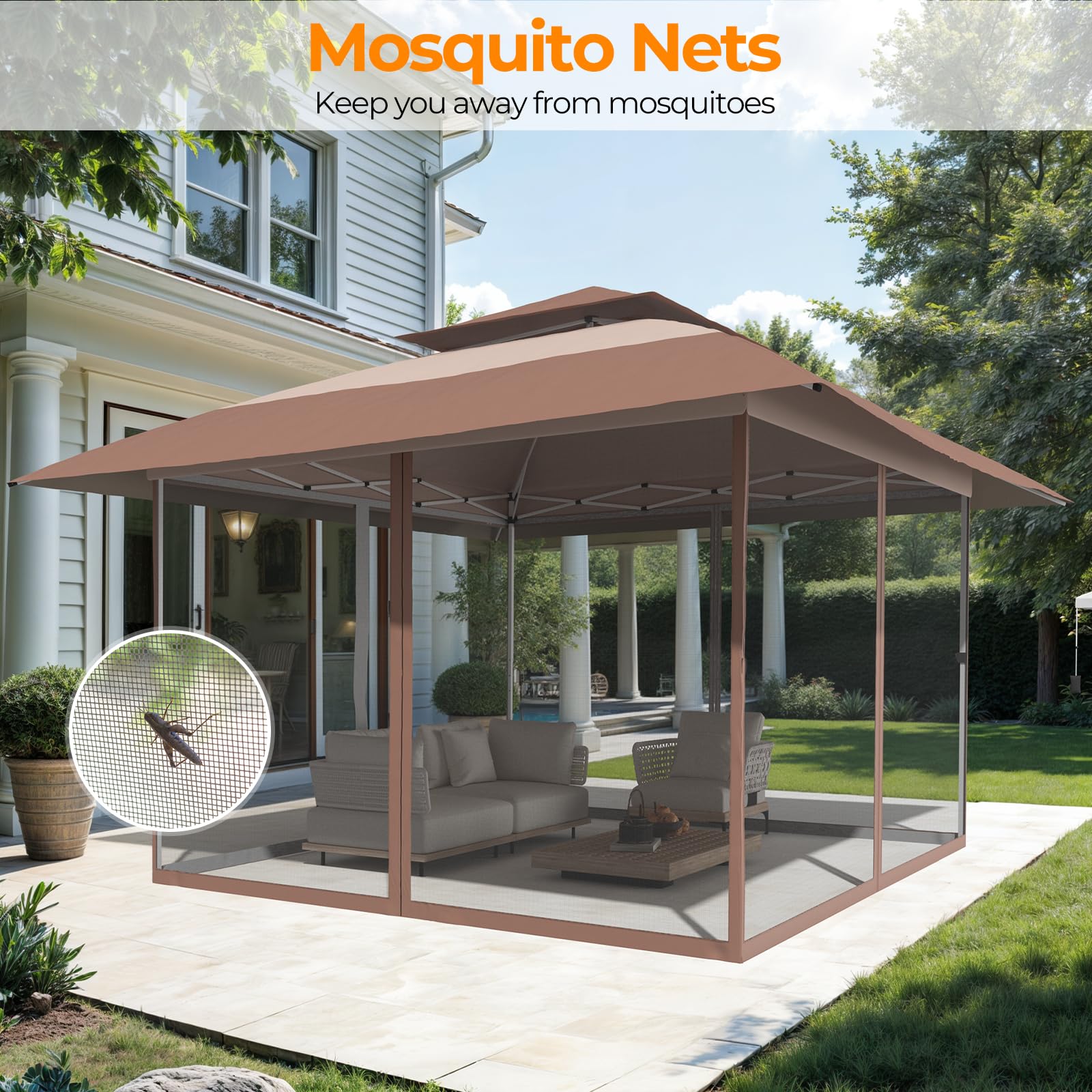 13x13 Pop Up Gazebo with Mesh Netting