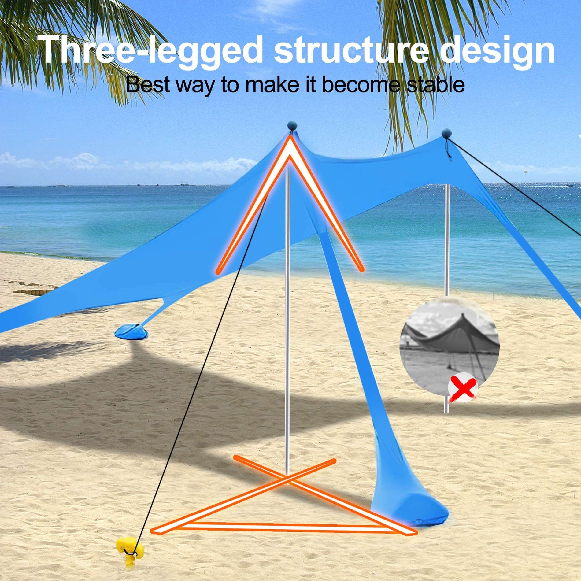 UPF 50+ Beach Canopy Sun Shade