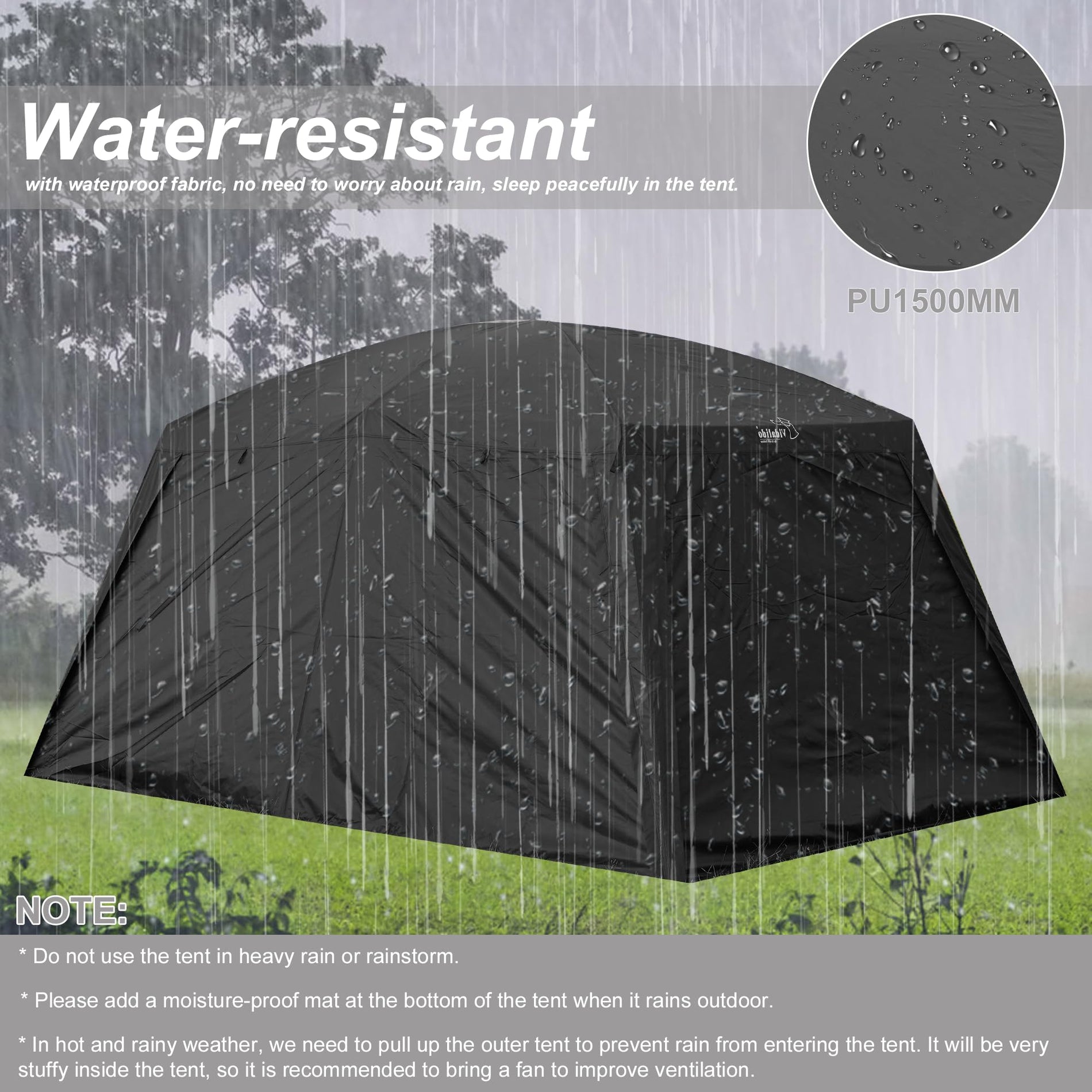 8-10 Person 2-Room Family Cabin Tent Waterproof