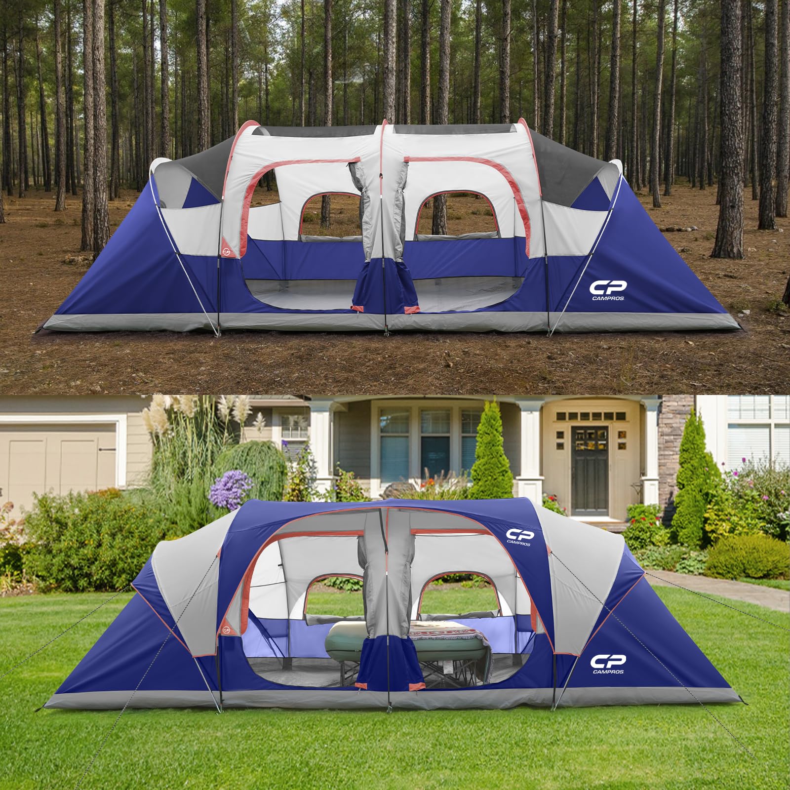 12-Person 3-Room Family Camping Tent Waterproof