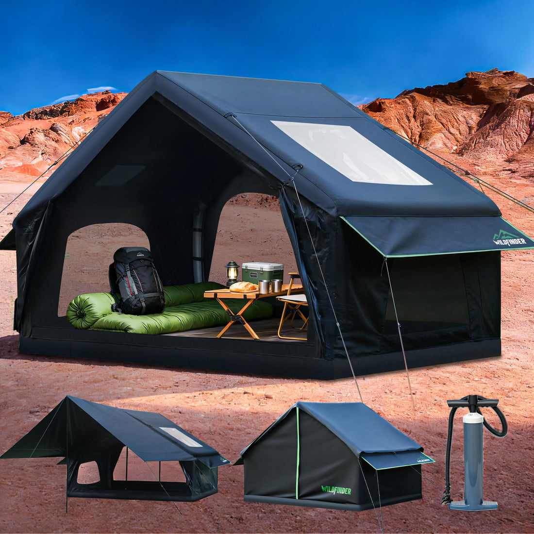 Inflatable Glamping Tent with Skylight & Stove Jack