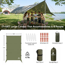 17x10 Waterproof Camping Tarp Canopy