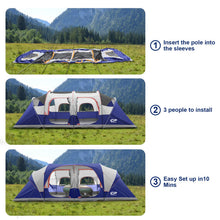 12-Person 3-Room Family Camping Tent Waterproof