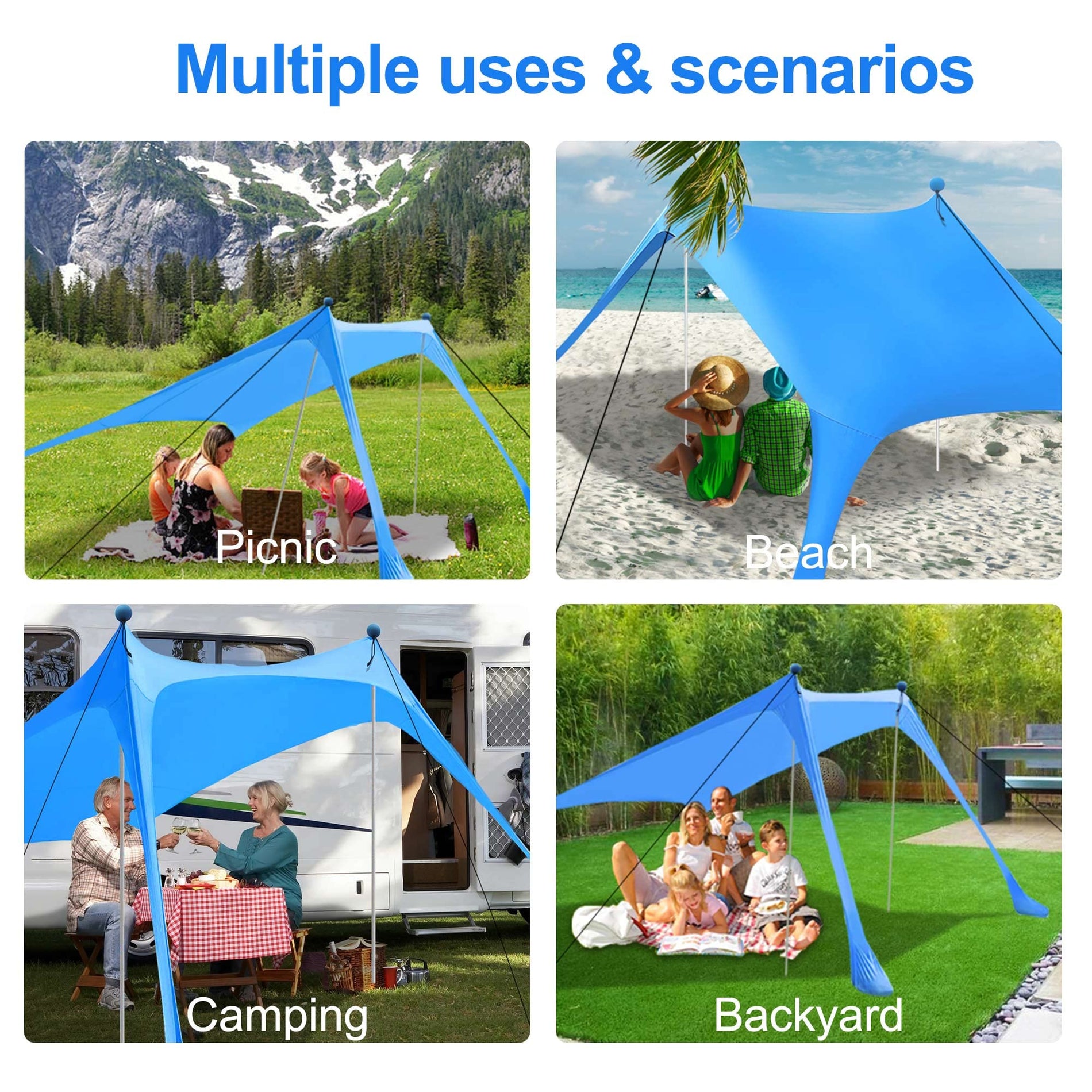 UPF 50+ Beach Canopy Sun Shade