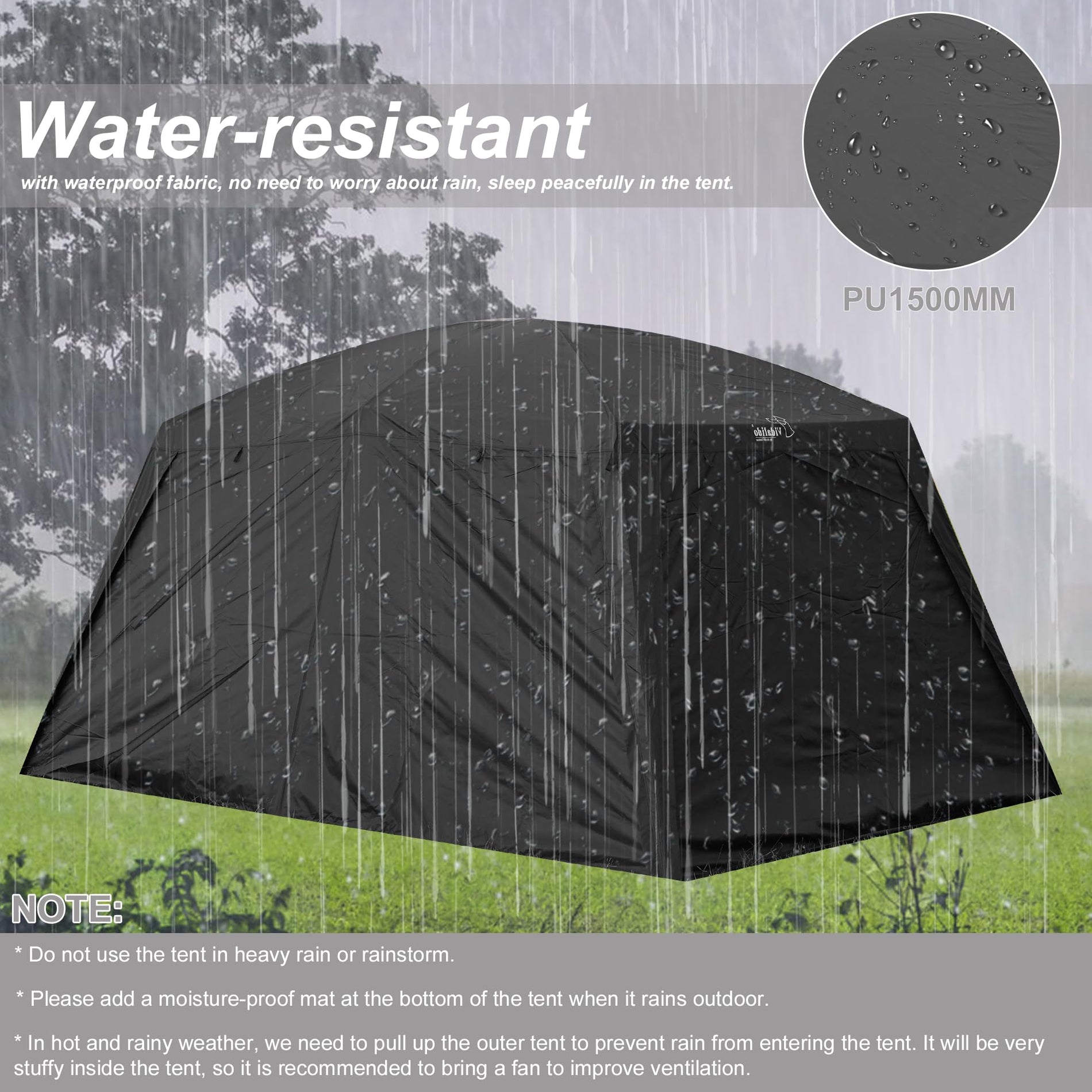 4-6 Person Family Cabin Tent 2-Room Waterproof