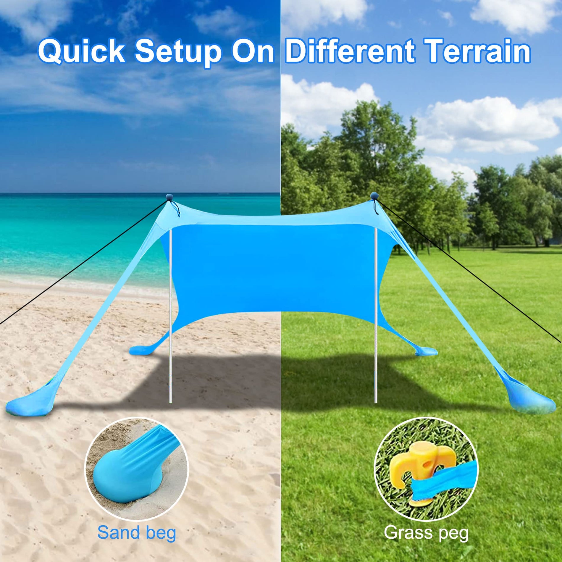 UPF 50+ Beach Canopy Sun Shade