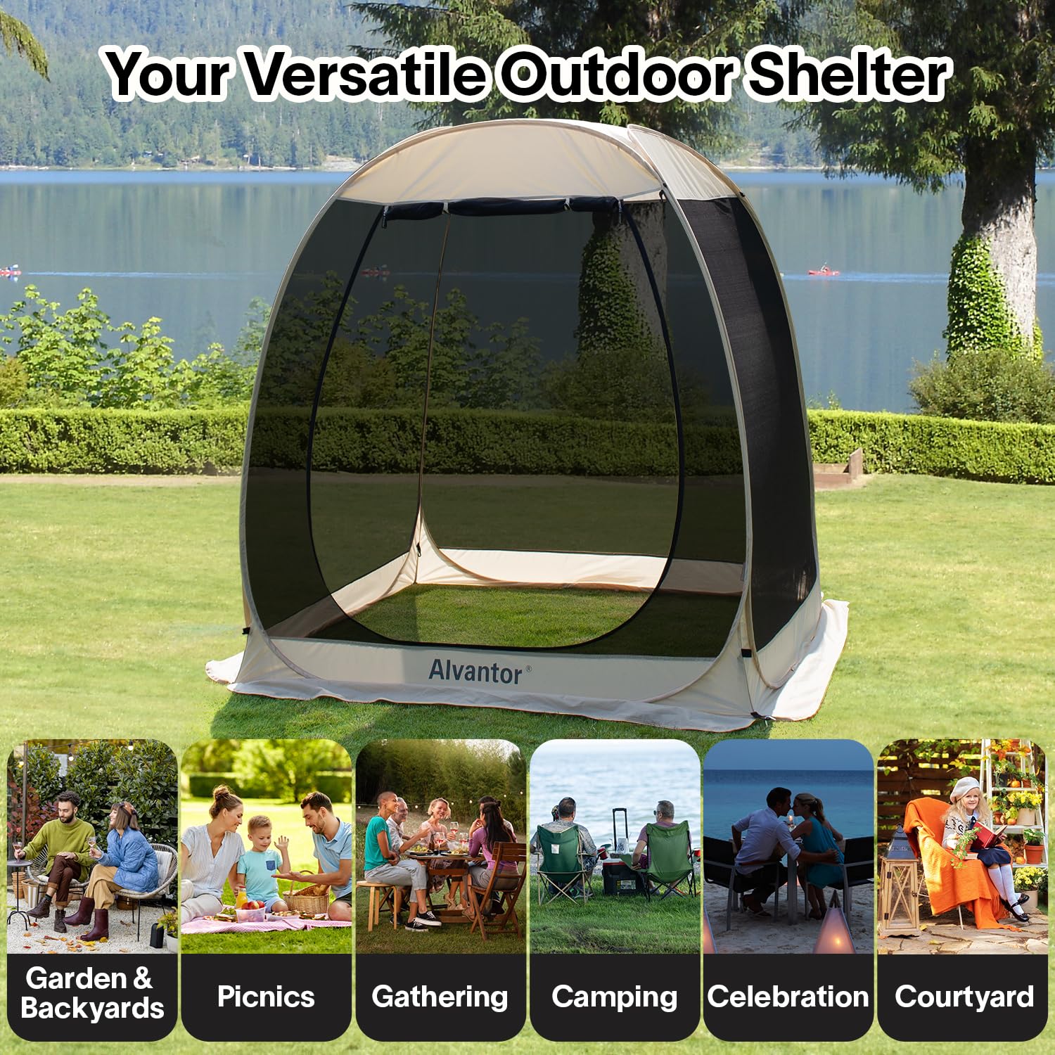 2-10 Person Pop Up Screen House Tent