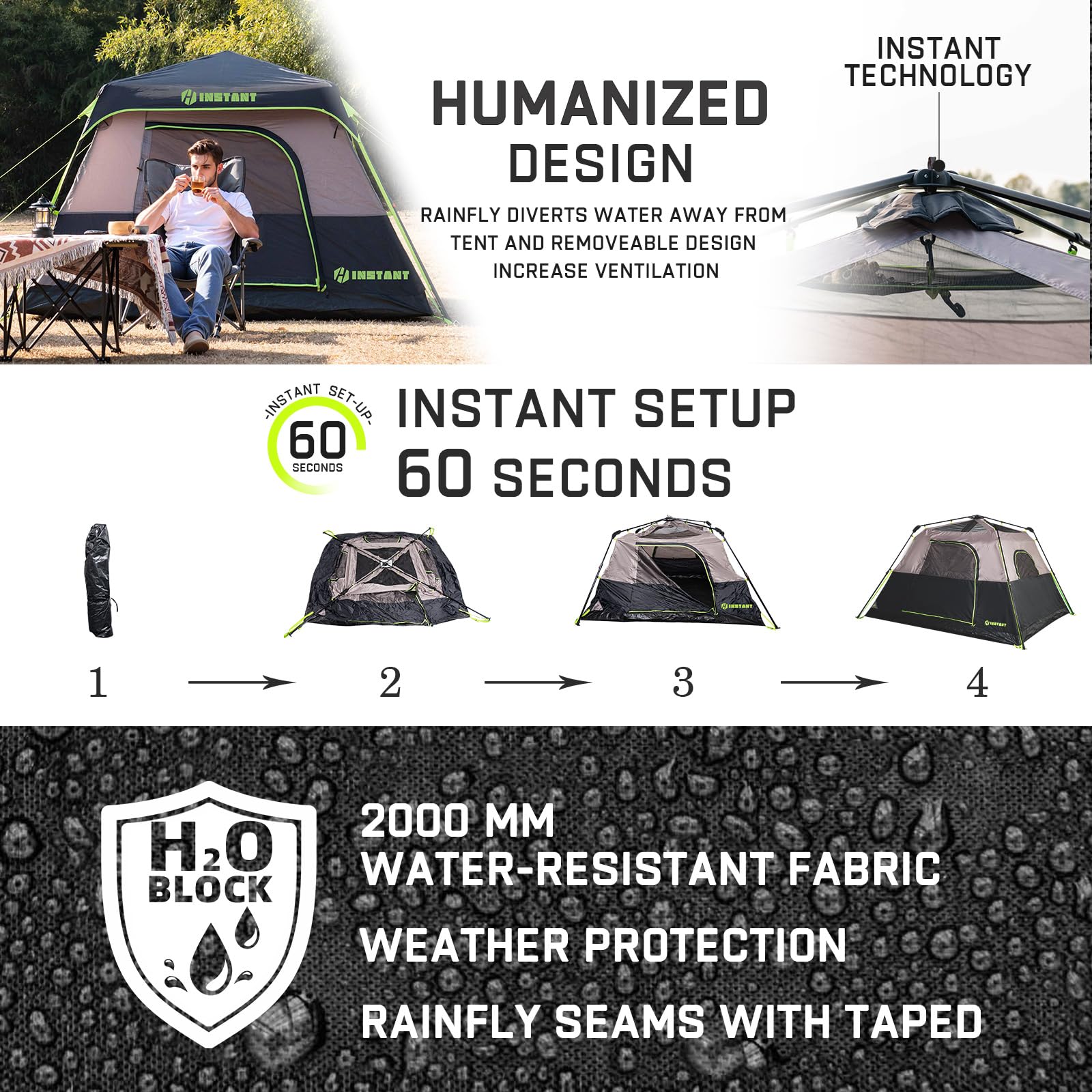 4-10 Person Instant Pop Up Cabin Tent Waterproof