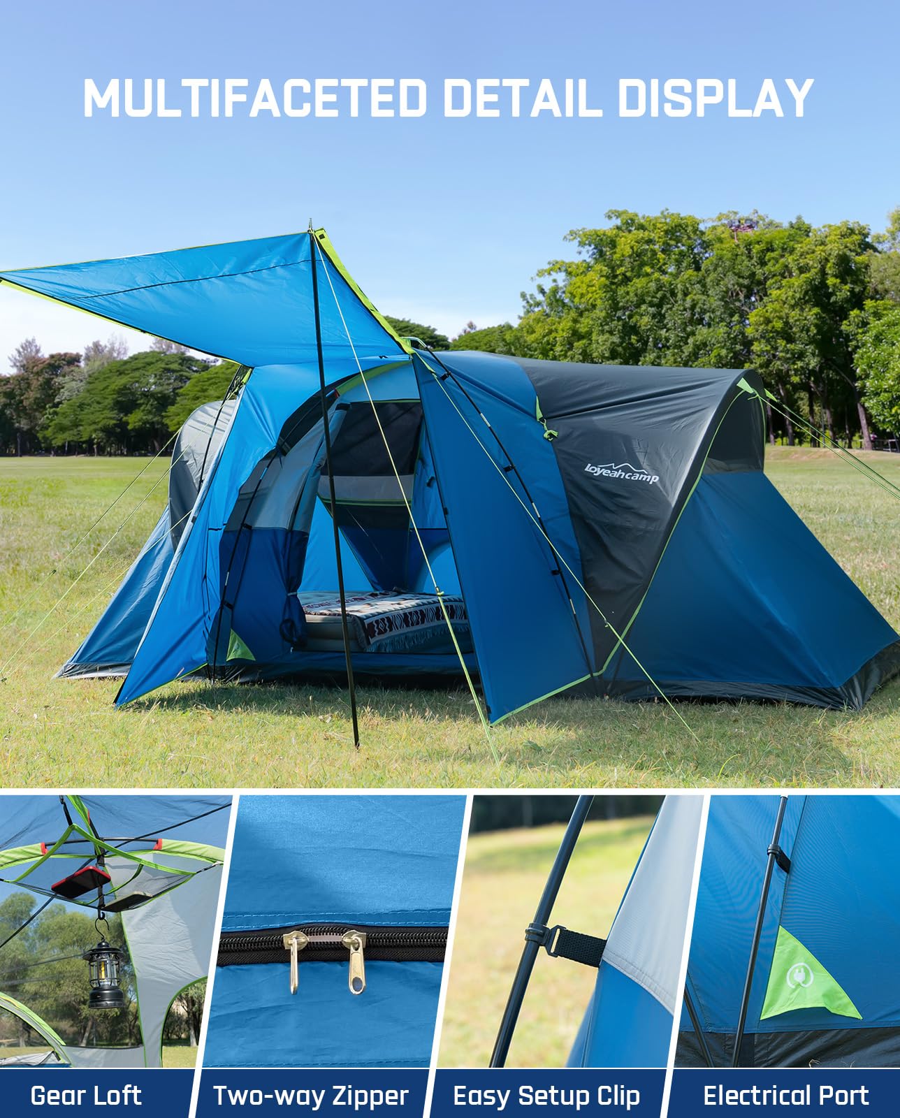 8-Person 3-Room Family Dome Camping Tent