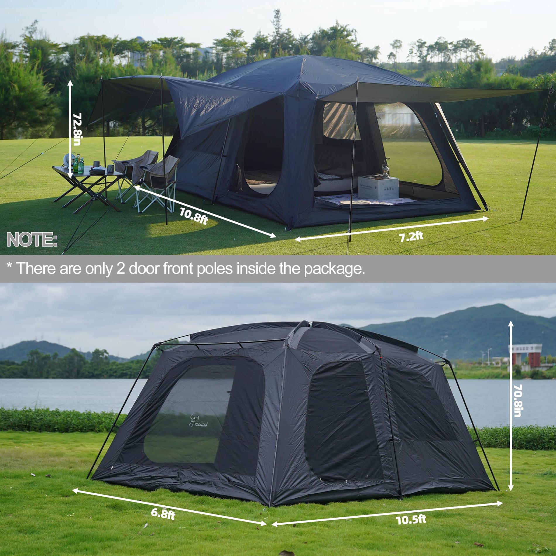 4-6 Person Family Cabin Tent 2-Room Waterproof