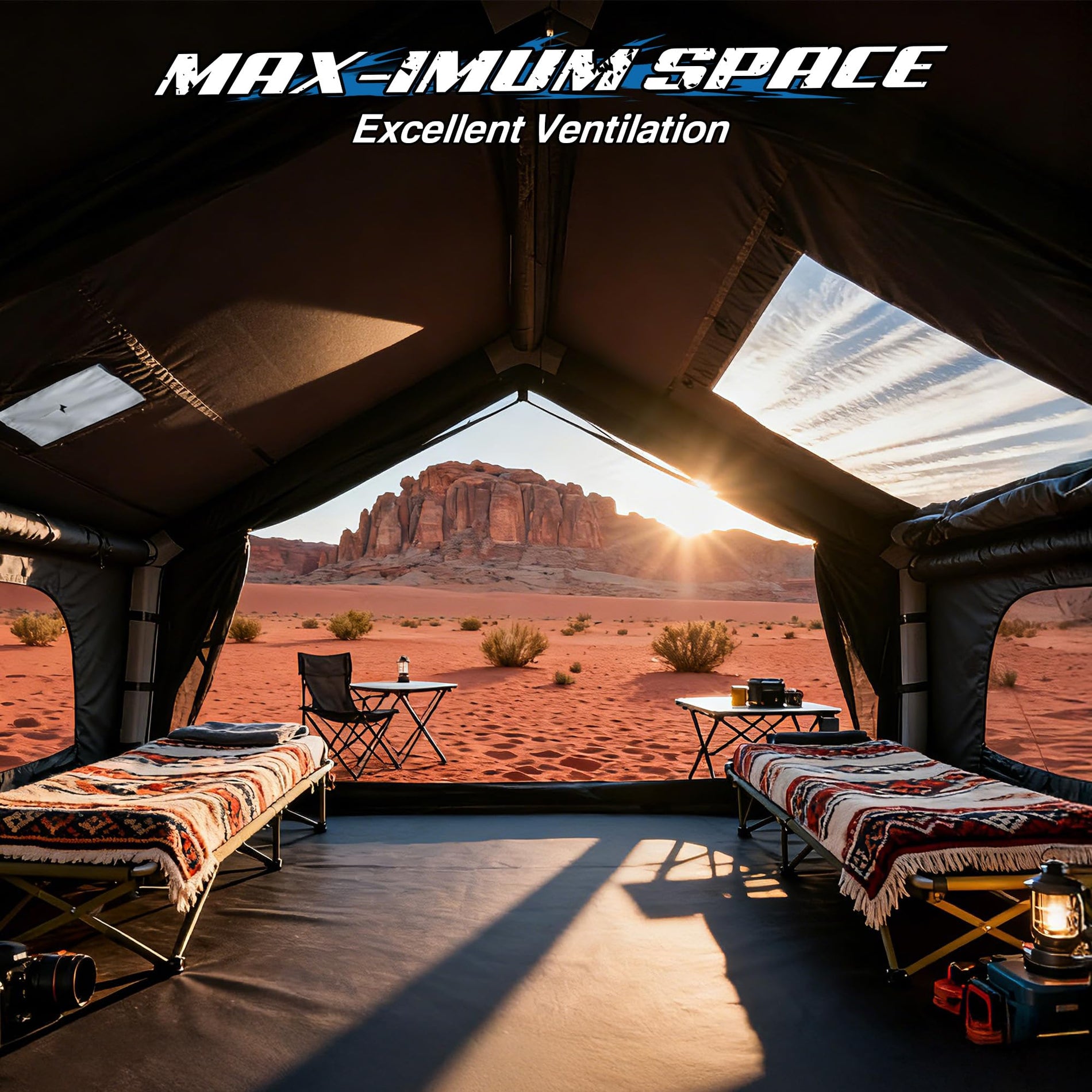 Inflatable Glamping Tent with Skylight & Stove Jack