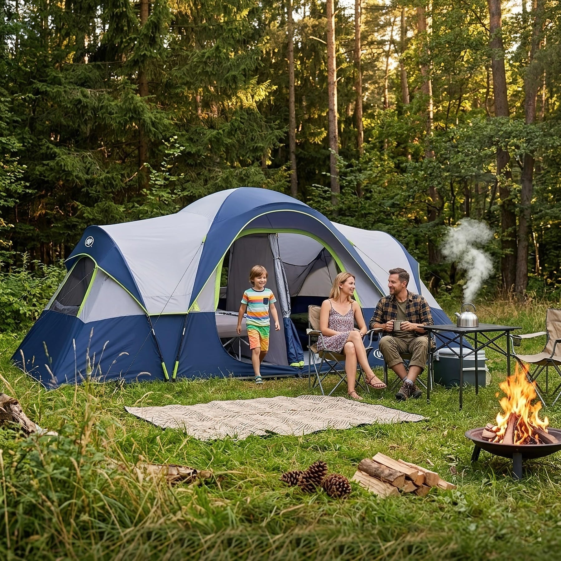 10-Person Family Camping Tent 2-Room Waterproof