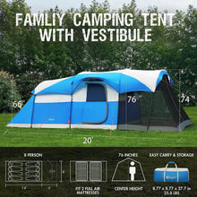 6-10 Person Family Camping Tent with Screen Room