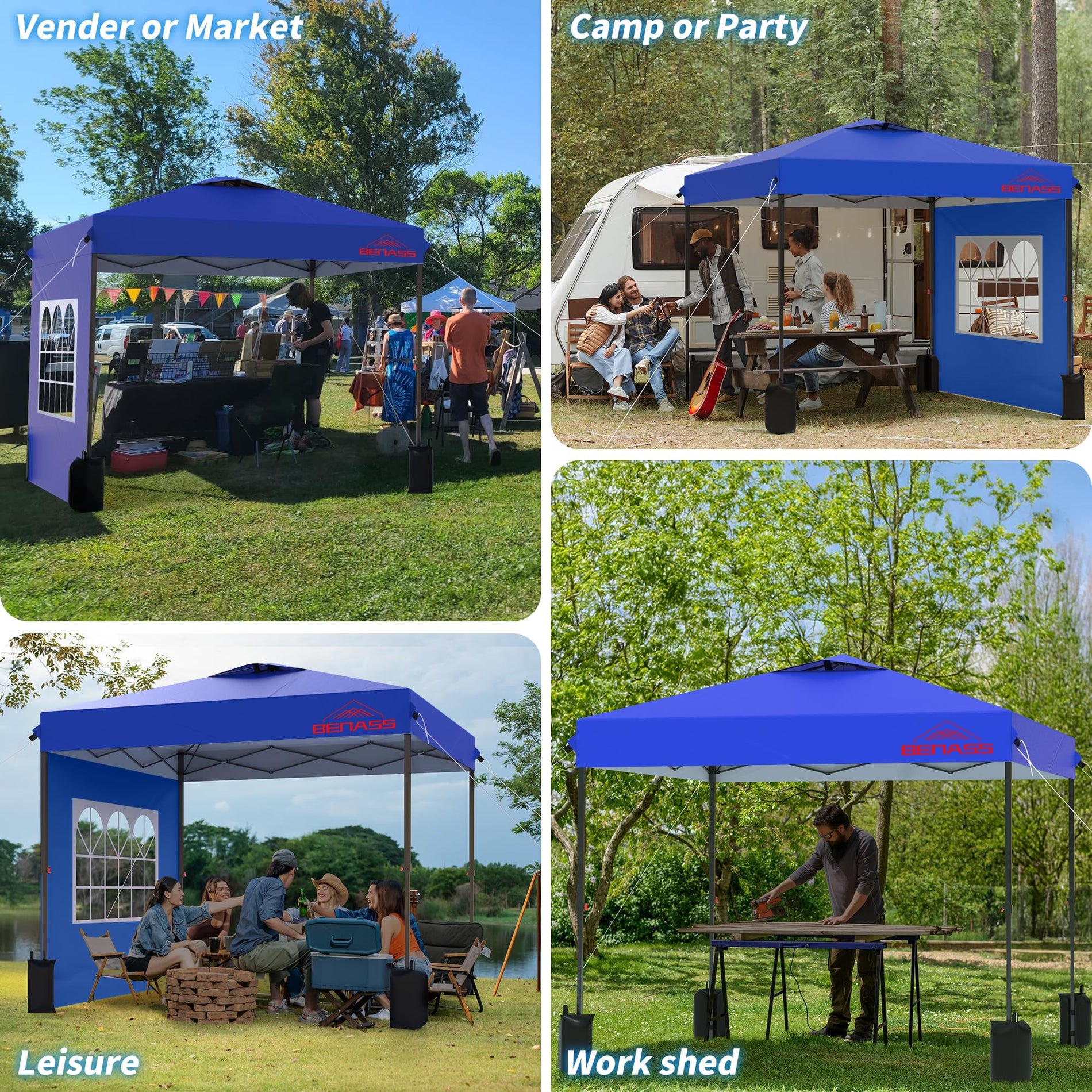 Benass 10x10 Pop Up Canopy with 3 Sidewalls