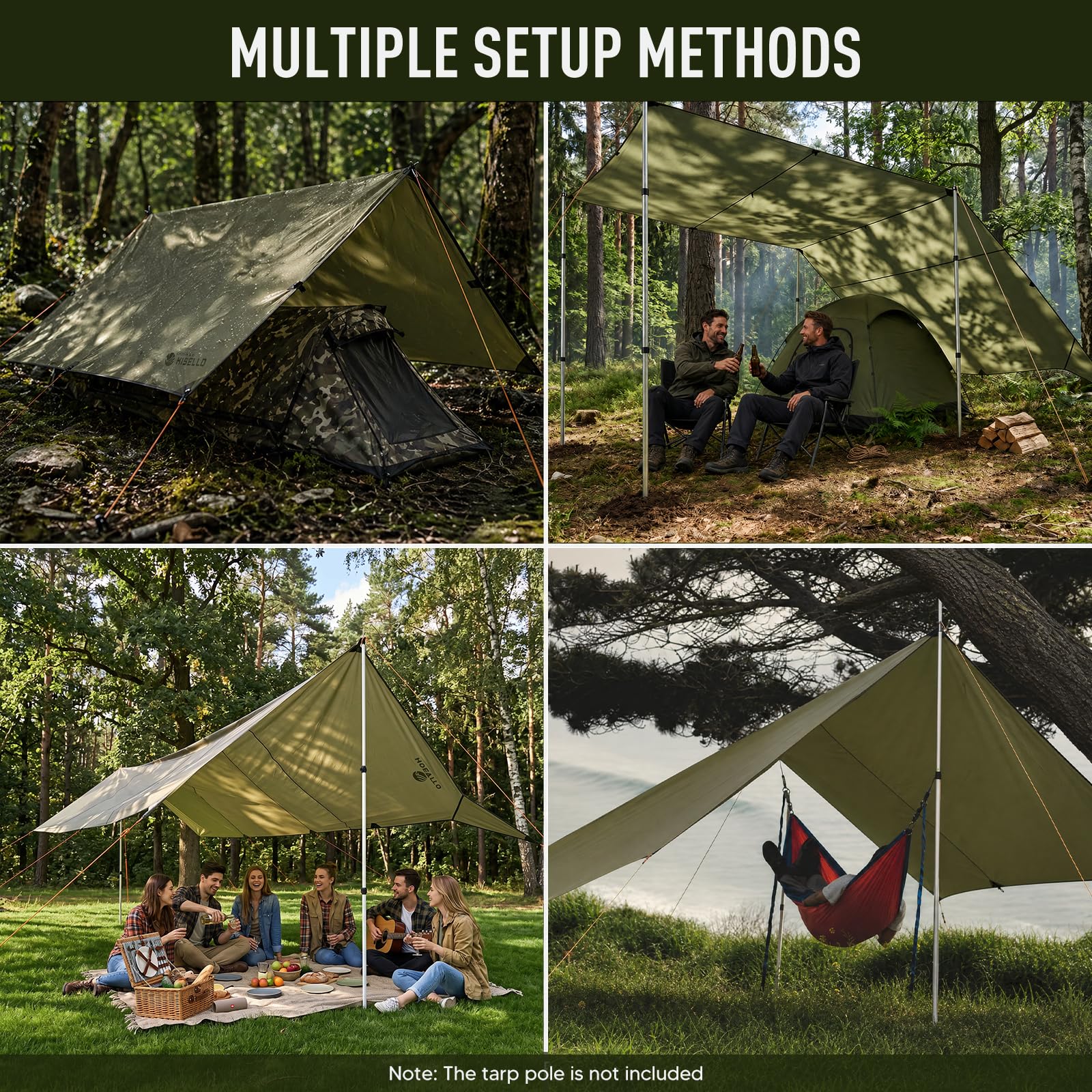 17x10 Waterproof Camping Tarp Canopy